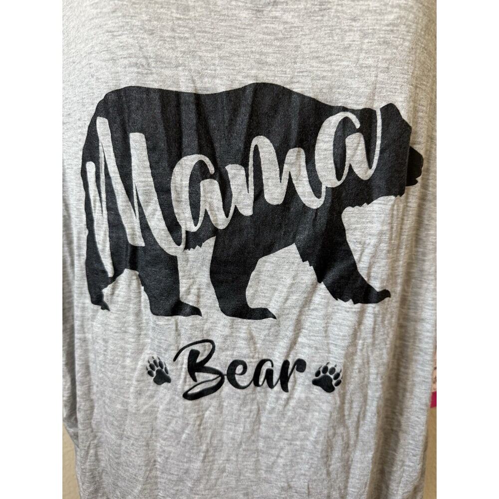 French Pastry Gray Mama Bear V Neck Short Sleeve Maternity T Shirt Top Size XL - Picture 2 of 3